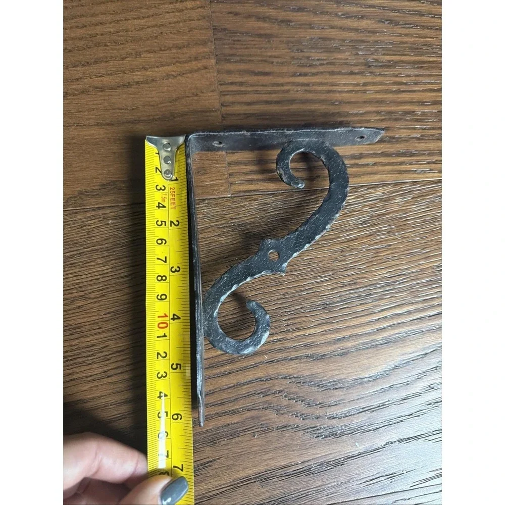 Italian Wrought Iron Wall Shelf Brackets Pair 6